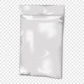 Clear sachet pouch vector mockup. Transparent plastic bag mock-up. Envelope sleeve package template Royalty Free Stock Photo