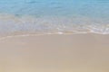 Clear sea water on clean sand beach background, summer outdoor day light Royalty Free Stock Photo
