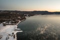 Clear Sky Above Sea Smoke Rising On Lake Superior Winter Royalty Free Stock Photo