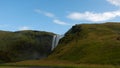 Clear sky above the waterfall Stognafoss in the morning