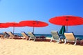 Clear sky beach umbrella Royalty Free Stock Photo