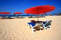 Clear sky beach umbrella Royalty Free Stock Photo