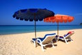 Clear sky beach umbrella Royalty Free Stock Photo