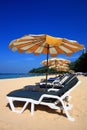 Clear sky beach umbrella Royalty Free Stock Photo