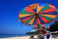Clear sky beach umbrella Royalty Free Stock Photo