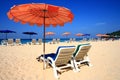 Clear sky beach umbrella Royalty Free Stock Photo