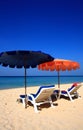 Clear sky beach umbrella Royalty Free Stock Photo