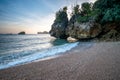 Clear sky and slow waves motion at kondang merak beach malang east java Royalty Free Stock Photo