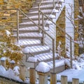 Clear Square Snowy outdoor stairs of home in Daybreak Utah