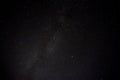 Clear starry black sky. Milky Way silhouette. Planets, cosmos, space, many stars, nature, science, night, twilight, mystery.