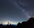 Milky Way rising over the Buila Vanturarita mountains in Romania