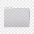 Clear tabbed plastic file folder on transparent background realistic vector mock-up. PVC folder with cut tab mockup
