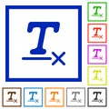 Clear text format flat framed icons
