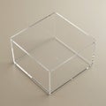 A clear, transparent acrylic box with sharp edges and minimalistic design. It has a Royalty Free Stock Photo