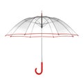 Clear transparent umbrella isolated on white background. 3D illustration .