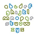 Clear unusual rounded typescript, colorful lowercase letters