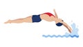 Swimmer Diving Headfirst into Pool Vector Art, vector design Generative AI Royalty Free Stock Photo
