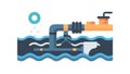 Pipe Polluting Water. Environmental Contamination, Waste Disposal, vector design Generative AI Royalty Free Stock Photo