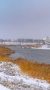 Clear Vertical Daybreak homes around Oquirrh Lake seen in winter Royalty Free Stock Photo