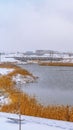 Clear Vertical Oquirrh Lake in Daybreak Utah during winter season Royalty Free Stock Photo