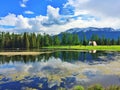 Reflection in the lake in spring