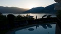 Clear view of Maggiore lake at dusk . Royalty Free Stock Photo