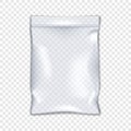Clear vinyl resealable zipper pouch mockup. Empty transparent plastic bag with zip lock mock-up. PVC sleeve zipper package