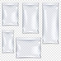 Clear vinyl zipper pouch mockup set. Transparent plastic bag with zip lock mock-up. PVC envelope sleeve resealable package