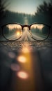 Clear Vision of Long Road in Goggles Created with Generative AI Technology Royalty Free Stock Photo