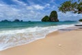 Clear water and blue sky at Railay Beach, Krabi province, Thailand Royalty Free Stock Photo