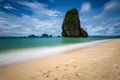 Clear water and blue sky at Railay Beach, Krabi province, Thailand Royalty Free Stock Photo