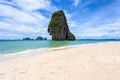 Clear water and blue sky at Railay Beach, Krabi province, Thailand Royalty Free Stock Photo