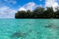 Clear water, blue sky, stunning beaches of Rarotonga Island, Cook Islands, Oceania Royalty Free Stock Photo