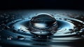 Clear Water drop with circular waves. Close-up. AI generated Royalty Free Stock Photo