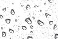 clear water drops on png transparent background, raindrops on window glass isolated on white background, different natural sizes, Royalty Free Stock Photo