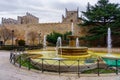 Clear water fountain along in a public park next to the city wall of Avila, Royalty Free Stock Photo