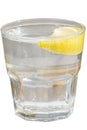 Clear water with lemon in a glass