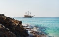 Clear water of Mediterranean sea at Cleopatra beach, Alanya, Turkey Royalty Free Stock Photo