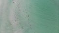 Clear water in the ocean. A blue, green, sea surface for background. View From above, flat lay. Aerial view, tropical beach, top v Royalty Free Stock Photo