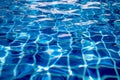 Clear water ripples over blue tiles, forming a mesmerizing abstract