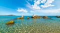 Clear water and rocks in Orri Beach in the springtime Royalty Free Stock Photo