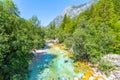 Clear water of Soca River at Small Soca Gorge Royalty Free Stock Photo