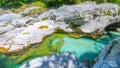 Clear water of Soca River at Small Soca Gorge Royalty Free Stock Photo