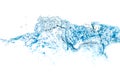 Clear water waves. Water wave  and air bubbles isolated over white background. Blue water wave abstract background isolated on Royalty Free Stock Photo