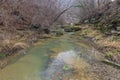 Clear water in winter on a mountain river