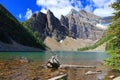 Banff National Park, Mountain Landscape of Canadian Rockies with Lake Agnes and Devils Thumb from Teahouse, Alberta, Canada Royalty Free Stock Photo