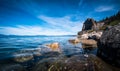 Clear Waters of Lake Tahoe California a Large Lake surrounded by gorgeous mountains Royalty Free Stock Photo