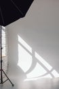 Clear white cyclorama. Light background with with professional lighting equipment. Plain wall empty photo studio Royalty Free Stock Photo