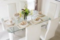 Clear white decoration table for meal