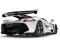 Clear white super sports race car - back view Royalty Free Stock Photo